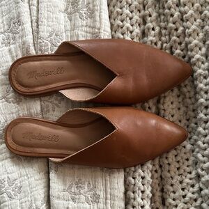 Madewell Tan Leather Pointed Mules